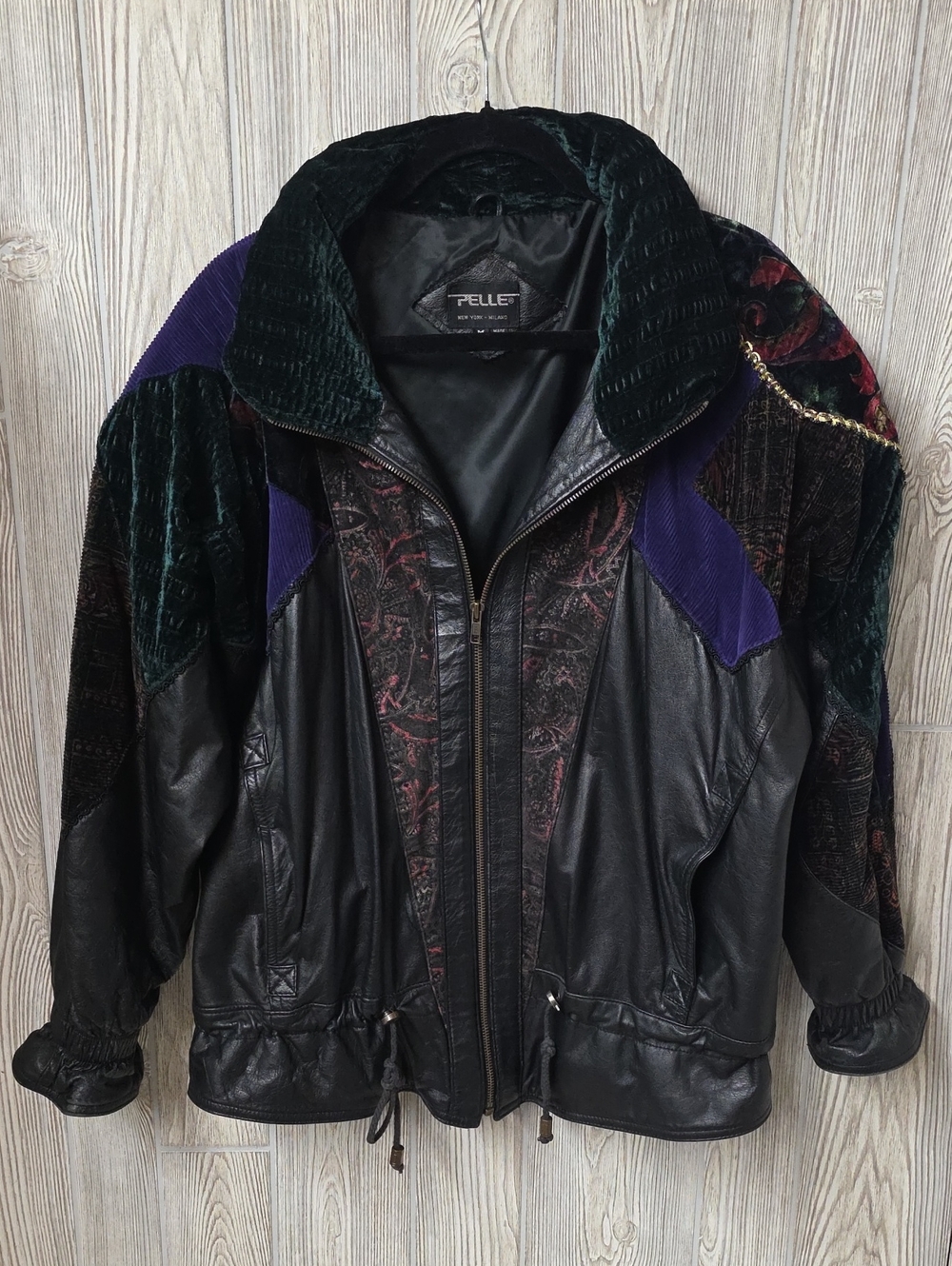 Vintage Pelle New York Milano Mixed Media Leather Jacket Womens Size Medium